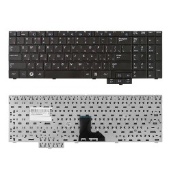 Клавиатура для ноутбука Samsung R525, R528, R530 Series. Плоский Enter. Черная, без рамки. PN: BA59-02832C.