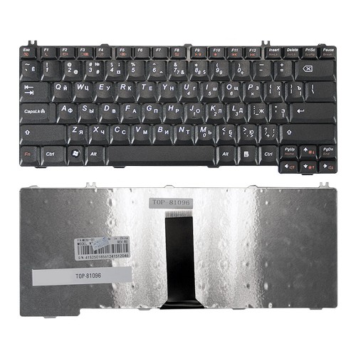 Клавиатура для ноутбука Lenovo IdeaPad C100, C200, C430, C460Series. Плоский Enter. Черная, без рамки. PN: 25-007500.