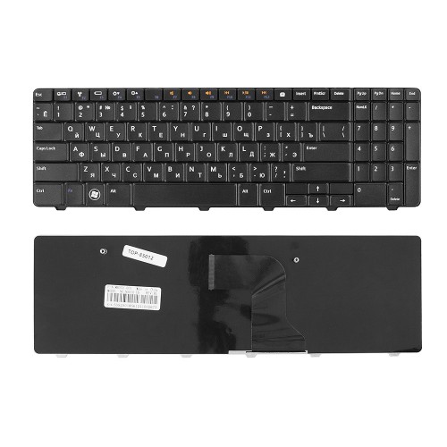 Клавиатура для ноутбука Dell Inspiron M5010, N5010 Series. Плоский Enter. Черная, без рамки. PN: NSK-DRASW 0R.