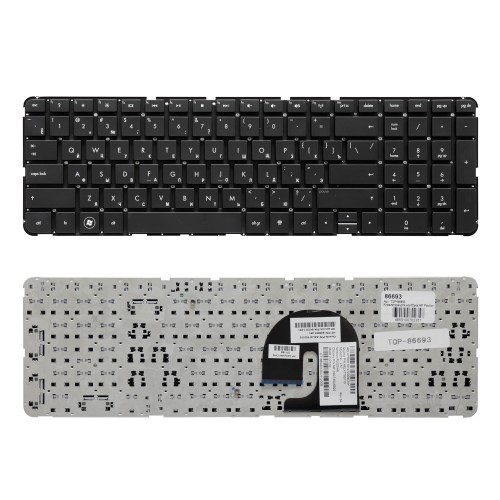 Клавиатура для ноутбука HP Pavilion DV7-4000, DV7-5000 Series. Плоский Enter. Черная c черной рамкой. PN: NSK-HS0UQ 01.