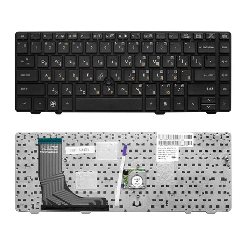 Клавиатура для ноутбука HP ProBook 6360b Series. Плоский Enter. Черная, с черной рамкой. PN: V119030A.