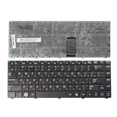 Клавиатура для ноутбука Samsung R418, R420, RV408 Series. Плоский Enter. Черная, без рамки. PN: BA59-02490C.