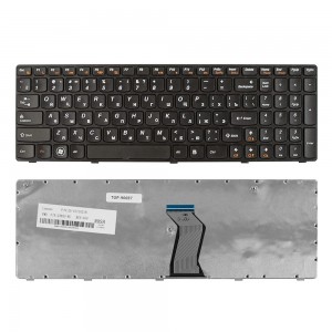 Клавиатура для ноутбука Lenovo IdeaPad G570, G770, Z560 Series. Плоский Enter. Черная, с черной рамкой. PN: MP-10A33SU-6864.