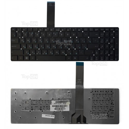 Клавиатура для ноутбука Asus K55, K55A, K55V K55VD, K55VM, K55VJ, A55, U57, K75VJ Series. Плоский Enter. Черная, без рамки. PN: NSK-UGR0R.