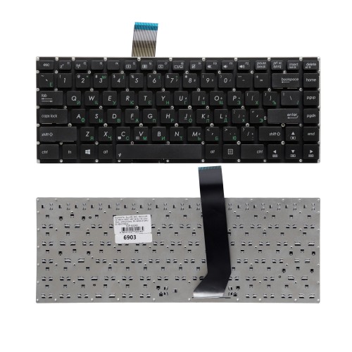 Клавиатура для ноутбука Asus K46CM, S46C, K46C, K46, 46CB, K46CA, S46 Series. Плоский Enter. Черная, без рамки. PN: 0KNB0-4104RU00.