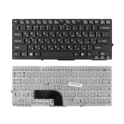 Клавиатура для ноутбука Sony Vaio VPC-SB, VPC-SD Series. Плоский Enter. Черная, без рамки. PN: 9Z.N6BBF.00R.