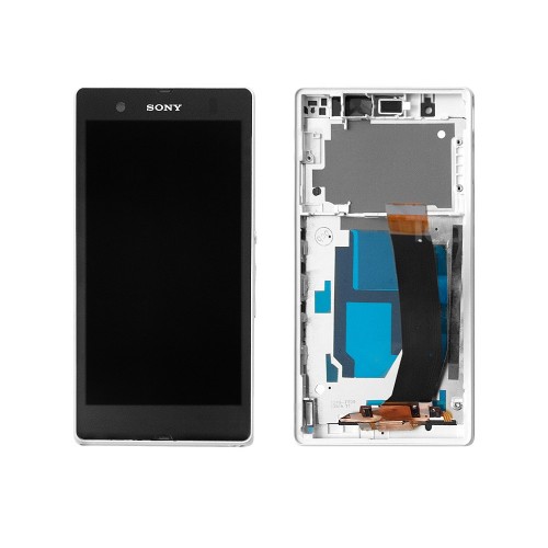 Дисплей, матрица и тачскрин для смартфона Sony Xperia Z C6602, 5 1080x1920, A+. Белый, с рамкой.