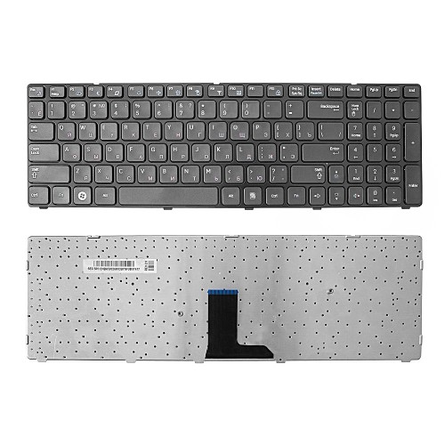 Клавиатура для ноутбука Samsung R578, R580, R590 Series. Плоский Enter. Черная, с черной рамкой. PN: BA59-02680C.