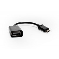 Кабель-переходник OTG MicroUSB -> USB 2.0 F для подключения USB устройств к смартфонам и планшетам Samsung, Sony, HTC, Xiaomi, Lenovo и др. Черный OEM