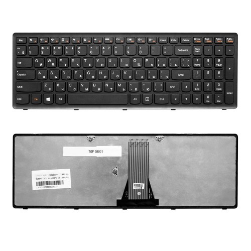 Клавиатура для ноутбука Lenovo IdeaPad Flex 15, G500S, G505, S500, S510, Z510 Series. Плоский Enter. Черная, с черной рамкой. PN: NSK-BMASU.