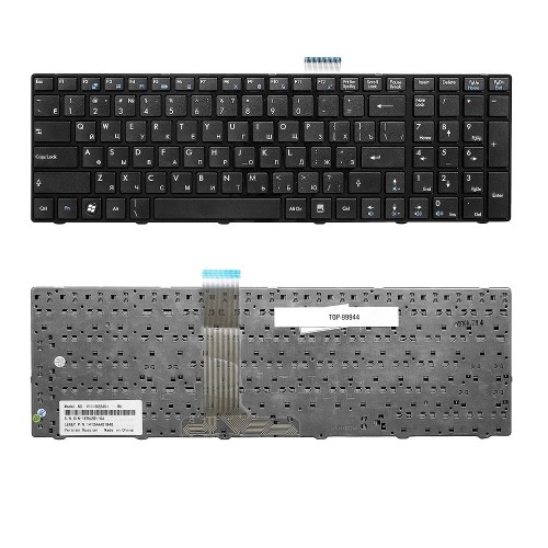 Клавиатура для ноутбука MSI A6200, A6205, A6500, CR620, CR630 Series. Плоский Enter. Черная, с черной рамкой. PN: V111922AK1.