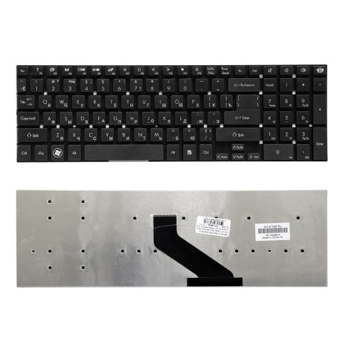 Клавиатура для ноутбука Packard Bell EasyNote TS11, TS13, TS44, LS11, LS13, LS44 Series. Г-образный Enter. Черная, без рамки. PN: MP-10K33SU-698.